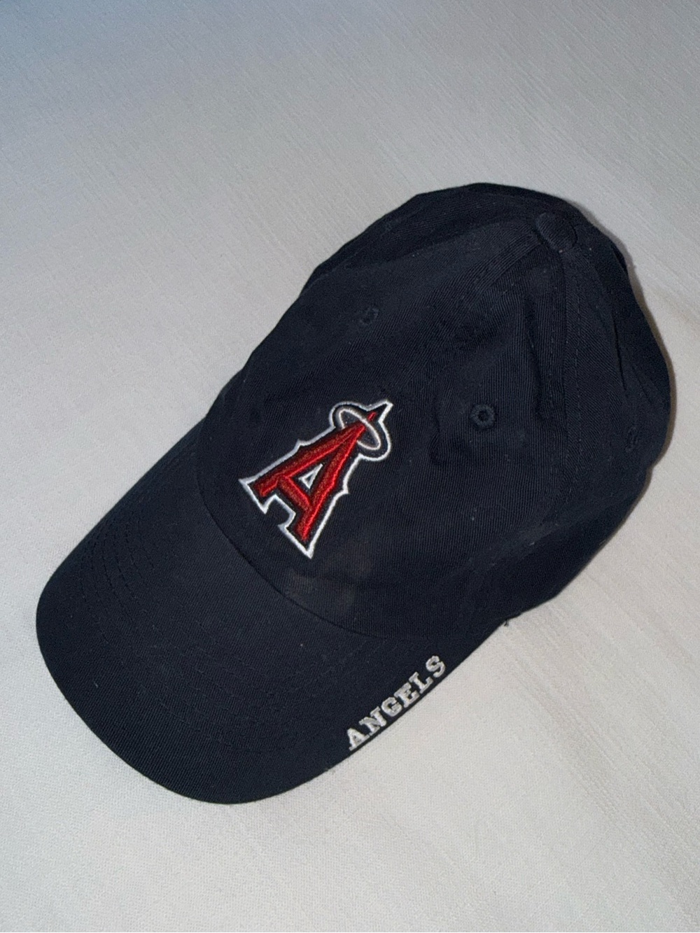 Angels Women’s Black Baseball Cap with Red Logo